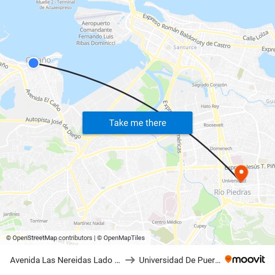 Avenida Las Nereidas Lado Opuesto Calle San Lorenzo to Universidad De Puerto Rico - Rio Piedras map