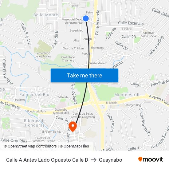 Calle A Antes Lado Opuesto Calle D to Guaynabo map