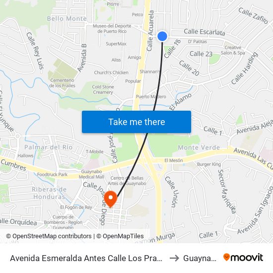 Avenida Esmeralda Antes Calle Los Prados to Guaynabo map