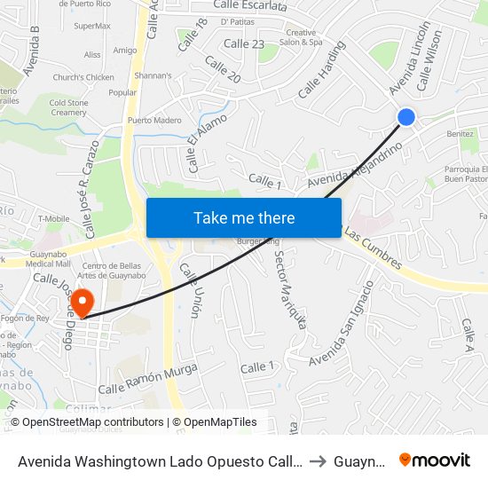 Avenida Washingtown Lado Opuesto Calle Bilbao to Guaynabo map