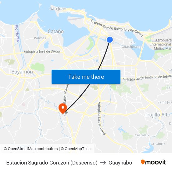 Estación Sagrado Corazón (Descenso) to Guaynabo map