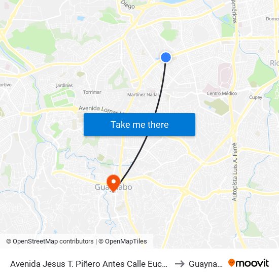 Avenida Jesus T. Piñero Antes Calle Eucalipto to Guaynabo map