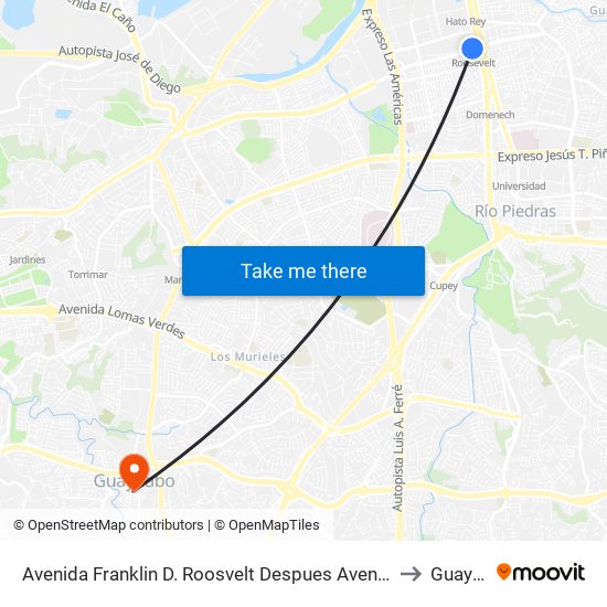 Avenida Franklin D. Roosvelt Despues Avenida Luis Muñoz Rivera to Guaynabo map