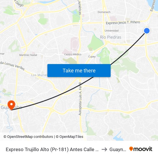 Expreso Trujillo Alto (Pr-181) Antes Calle Julio Andino to Guaynabo map