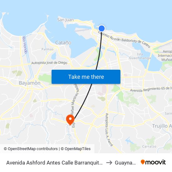 Avenida Ashford Antes Calle Barranquitas to Guaynabo map