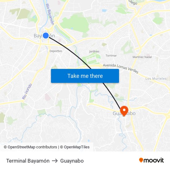 Terminal Bayamón to Guaynabo map