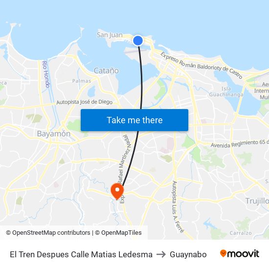 El Tren Despues Calle Matias Ledesma to Guaynabo map