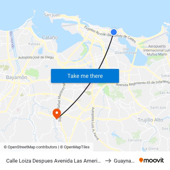 Calle Loiza Despues Avenida Las Americas to Guaynabo map