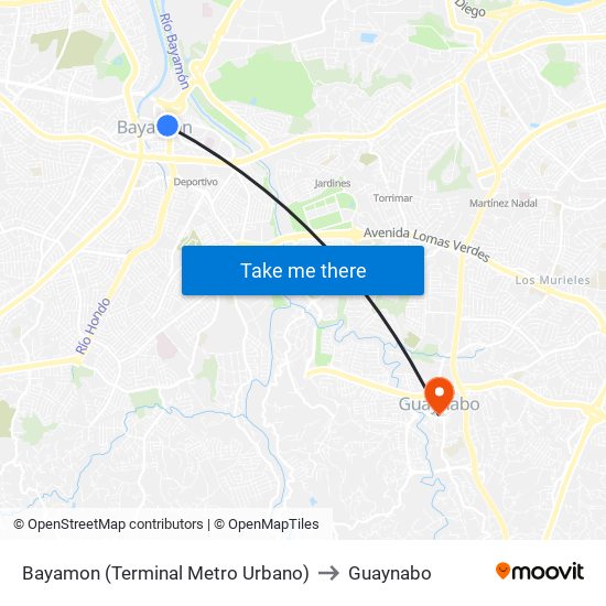 Bayamon (Terminal Metro Urbano) to Guaynabo map