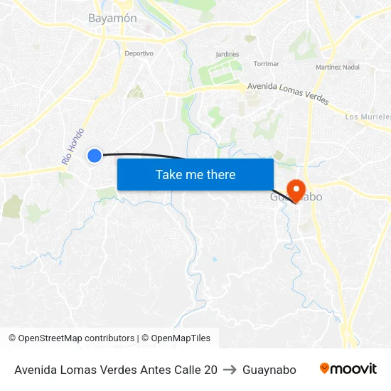Avenida Lomas Verdes Antes Calle 20 to Guaynabo map