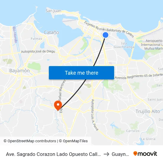 Ave. Sagrado Corazon Lado Opuesto Calle Violeta to Guaynabo map