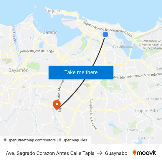 Ave. Sagrado Corazon Antes Calle Tapia to Guaynabo map