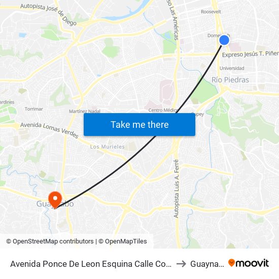 Avenida Ponce De Leon Esquina Calle Coll Toste to Guaynabo map