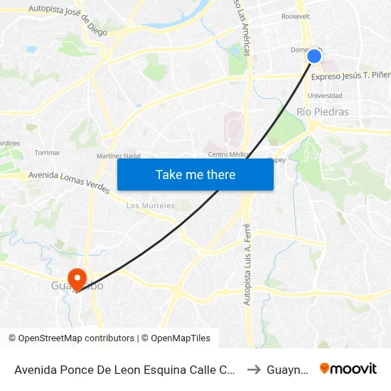 Avenida Ponce De Leon Esquina Calle Coll Toste to Guaynabo map