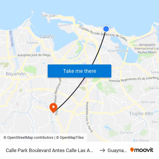 Calle Park Boulevard Antes Calle Las America to Guaynabo map