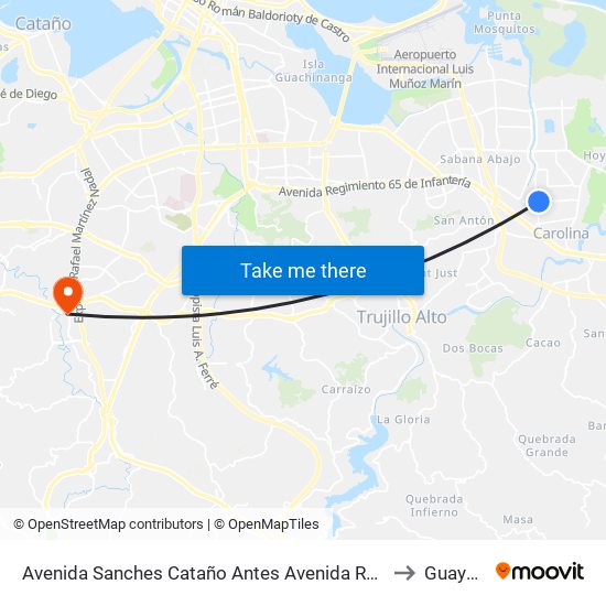 Avenida Sanches Cataño Antes Avenida Roberto Clemente to Guaynabo map