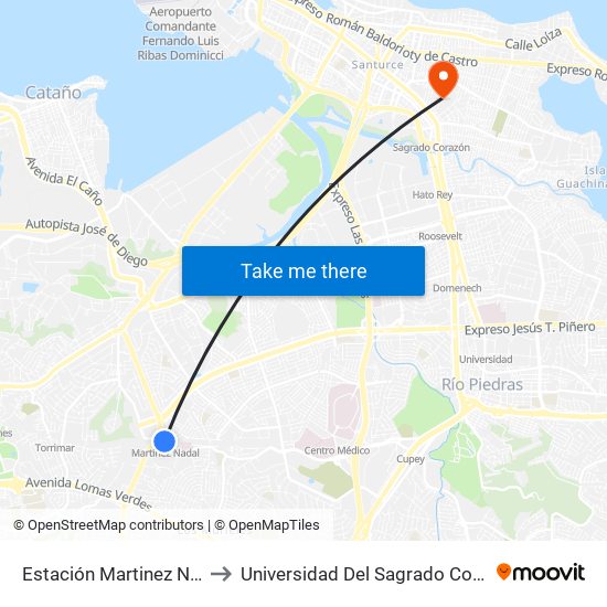 Estación Martinez Nadal to Universidad Del Sagrado Corazón map