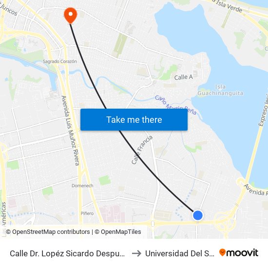 Calle Dr. Lopéz Sicardo Despues Avenida Jesus T. Piñero to Universidad Del Sagrado Corazón map