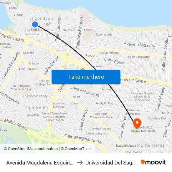Avenida Magdalena Esquina Calle Condado to Universidad Del Sagrado Corazón map