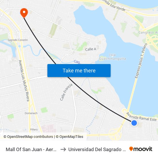 Mall Of San Juan - Aeropuerto to Universidad Del Sagrado Corazón map