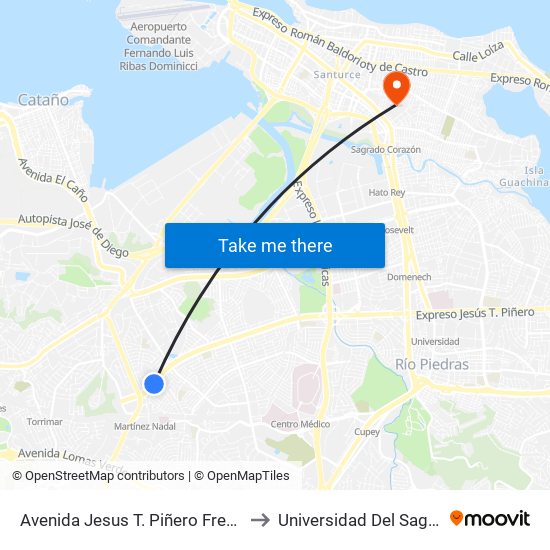 Avenida Jesus T. Piñero Frente A Villa España to Universidad Del Sagrado Corazón map