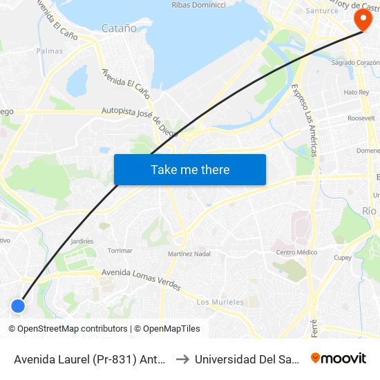 Avenida Laurel (Pr-831) Antes Carretera Pr-174 to Universidad Del Sagrado Corazón map