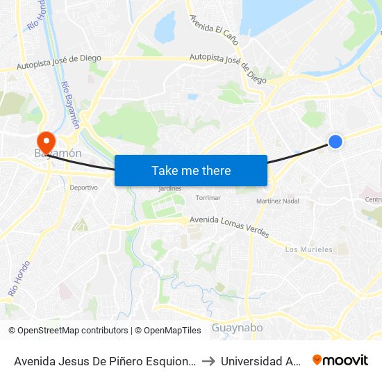Avenida Jesus De Piñero Esquiona Avenida José De Diego to Universidad Ana G. Méndez map