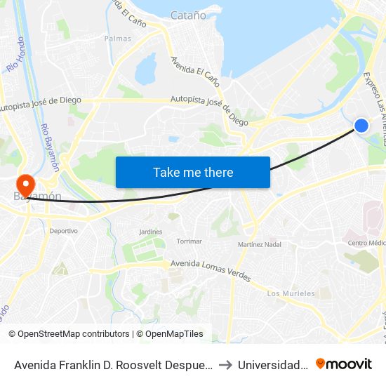 Avenida Franklin D. Roosvelt Despues Lado Opuesto Calle Nemecio Canales to Universidad Ana G. Méndez map