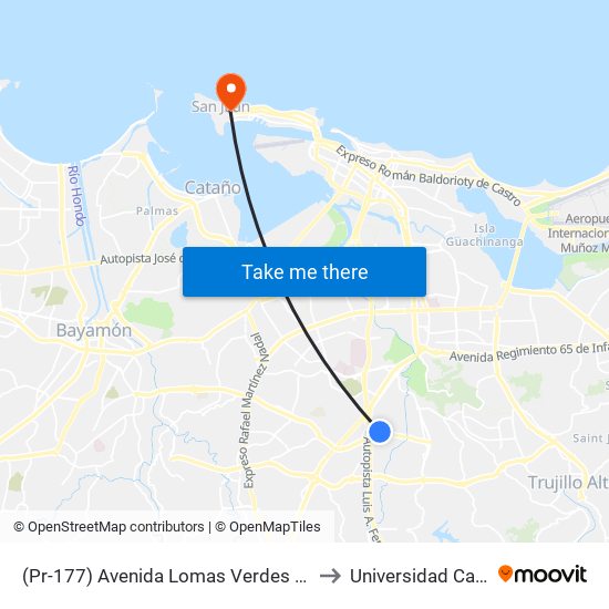 (Pr-177) Avenida Lomas Verdes Antes Calle Amarillo to Universidad Carlos Albizu map