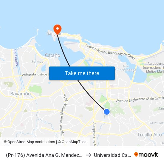 (Pr-176) Avenida Ana G. Mendez Antes Calle Atlanta to Universidad Carlos Albizu map