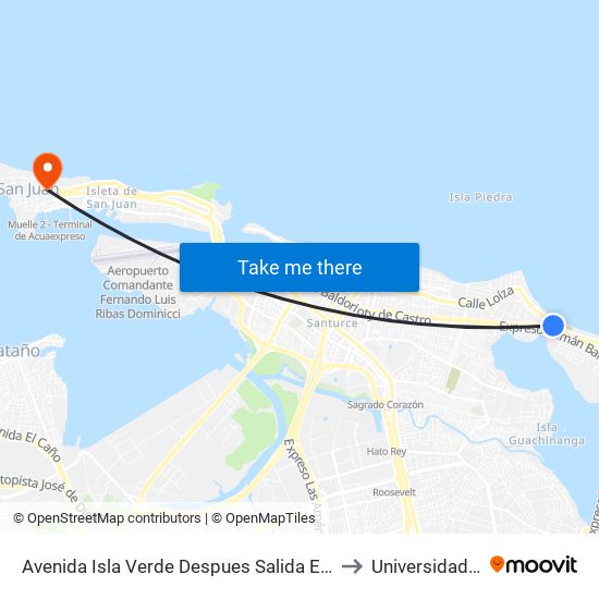 Avenida Isla Verde Despues Salida Expreso Ramón Baldorioty De Castro to Universidad Carlos Albizu map