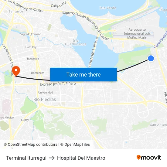 Terminal Iturregui to Hospital Del Maestro map
