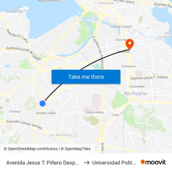 Avenida Jesus T. Piñero Despues Salida Avenida Martinez Nadal to Universidad Politécnica De Puerto Rico map