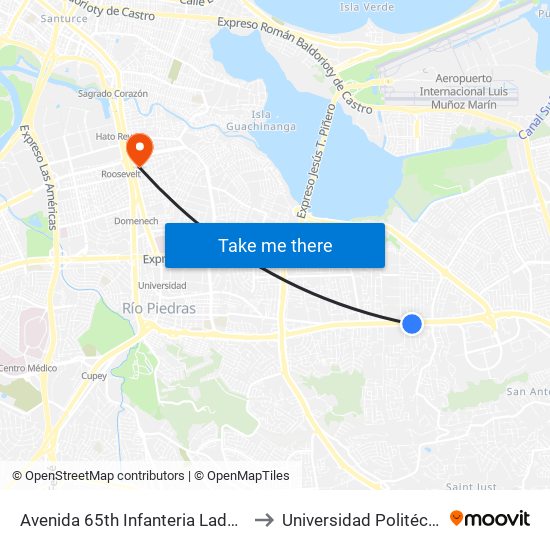 Avenida 65th Infanteria Lado Opuesto Calle Yaboa Real to Universidad Politécnica De Puerto Rico map