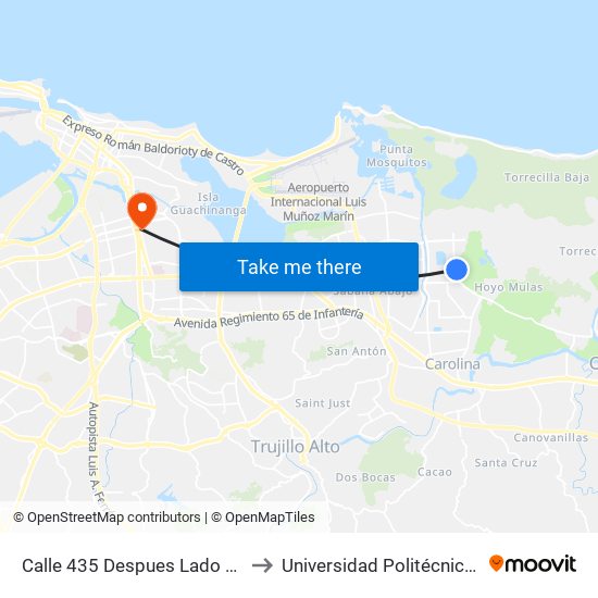 Calle 435 Despues Lado Opuesto Calle 441 to Universidad Politécnica De Puerto Rico map