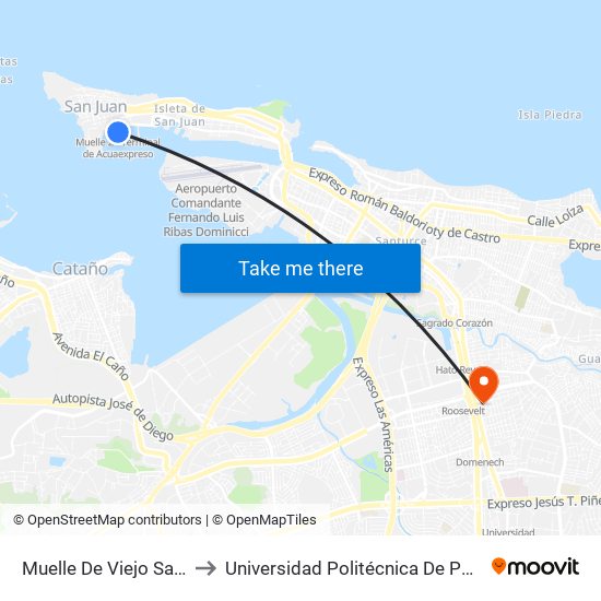 Muelle De Viejo San Juan to Universidad Politécnica De Puerto Rico map