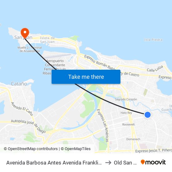 Avenida Barbosa Antes Avenida Franklin D. Roosvelt to Old San Juan map
