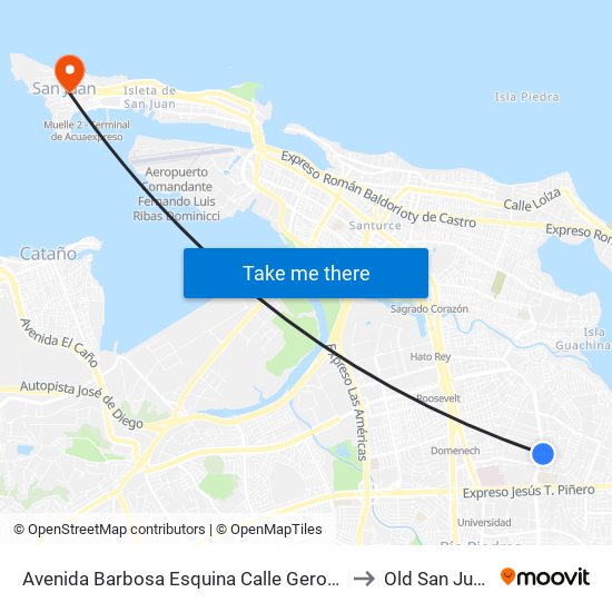 Avenida Barbosa Esquina Calle Gerona to Old San Juan map
