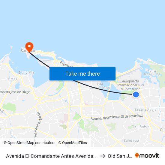 Avenida El Comandante Antes Avenida Iturregui to Old San Juan map