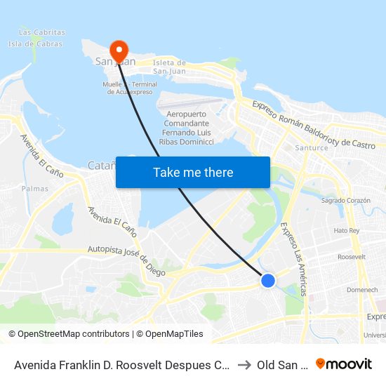 Avenida Franklin D. Roosvelt Despues Calle Andalucia to Old San Juan map