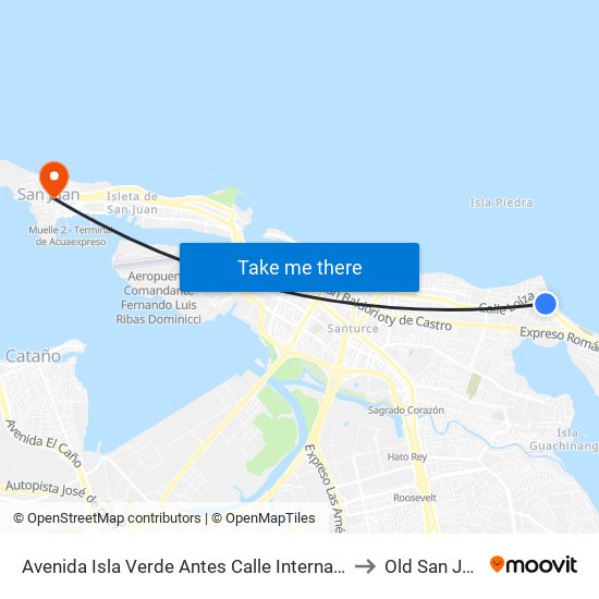 Avenida Isla Verde Antes Calle International to Old San Juan map