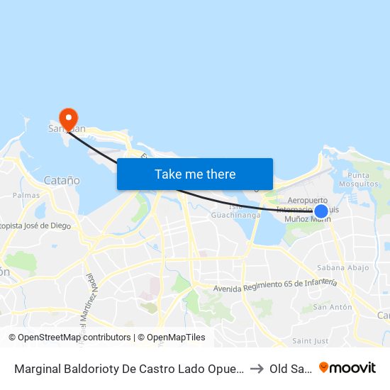 Marginal Baldorioty De Castro Lado Opuesto Condominio Intersuite to Old San Juan map