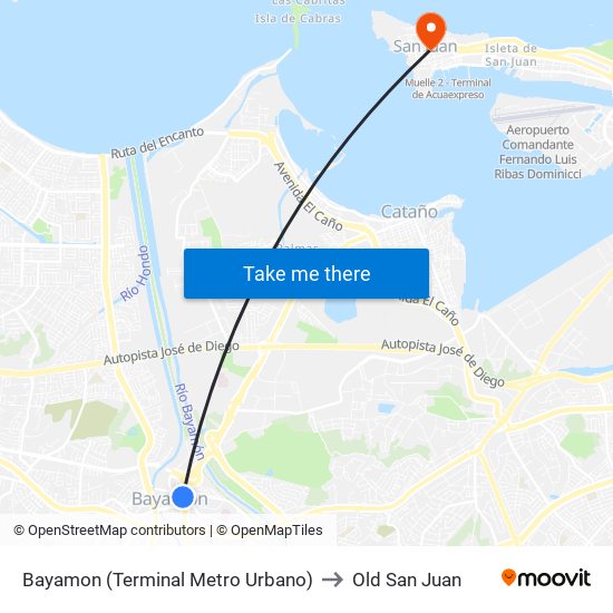 Bayamon (Terminal Metro Urbano) to Old San Juan map