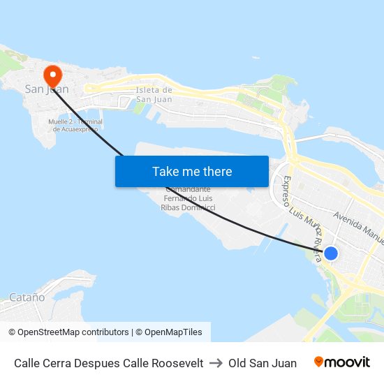 Calle Cerra Despues Calle Roosevelt to Old San Juan map