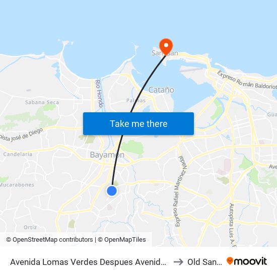 Avenida Lomas Verdes Despues Avenida Javier A. Mendez to Old San Juan map