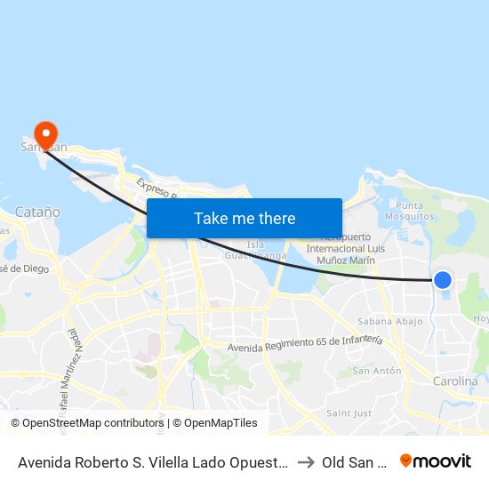 Avenida Roberto S. Vilella  Lado Opuesto Calle 504 to Old San Juan map