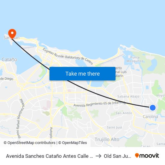 Avenida Sanches Cataño Antes Calle 31 to Old San Juan map
