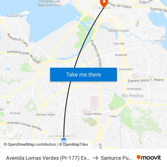 Avenida Lomas Verdes (Pr-177) Esquina Calle Mejico to Santurce Puerto Rico map