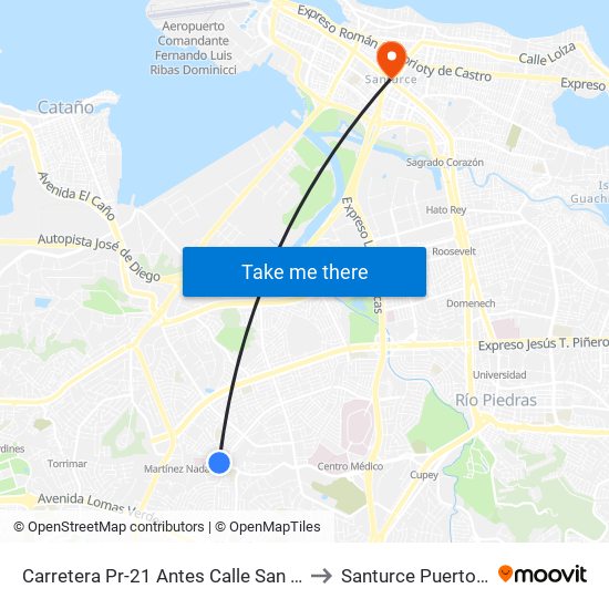 Carretera Pr-21 Antes Calle San Alfonso to Santurce Puerto Rico map