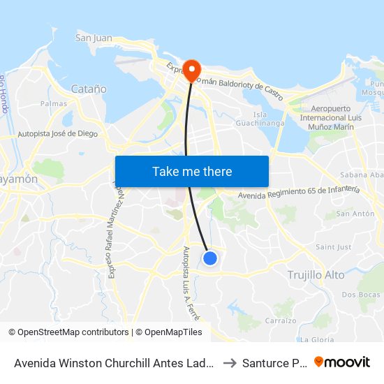 Avenida Winston Churchill Antes Lado Opuesto Calle Benito Feijo to Santurce Puerto Rico map
